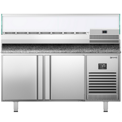Rashladni pult za pripremu pizze Premium PLUS - 1783x800 mm - Sa 2 vrata - Uklj. rashladna nadograđena vitrina - 7x GN 1/4