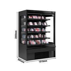 Vitrine murale réfrigérée - 1018mm - 602L - avec 2 portes battantes vitrées & 4 étagères - Noir