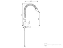 Monobloc mixer tap 6000 - with swivel spout & flexible hose - height 450mm