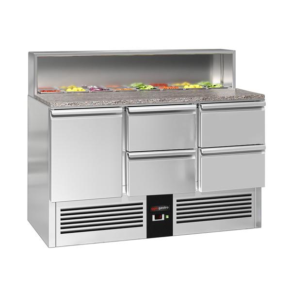 Saladette / refrigerador de pizza PREMIUM - 1,37 x 0,7 m - com 1 porta e 4 gavetas 1/2