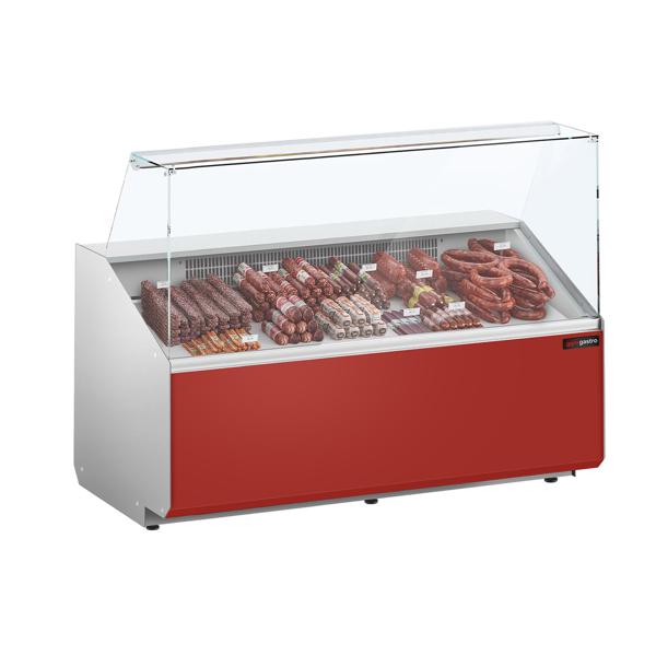 Serve Over Counter - 1568x979mm - capacity 324 litres - front panel red - with 2 doors - panoramic glass