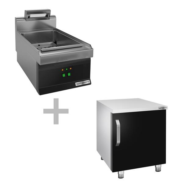 Elektryczny Podgrzewacz do frytek - 1,17kW - 1x GN 1/1 - z górną lampą grzewczą - na podstawie szafkowej, 1-drzwiowej