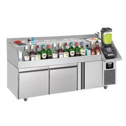 Bár/ital hűtőasztal - 1,6 x 0,6 m - 235 liter - 1 ajtóval, 2 fiókkal 1/1 és polcokkal