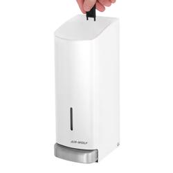 AIR-WOLF | Distributore di sapone e disinfettante con pulsante - 1200 ml - Acciaio inox - Bianco