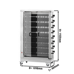 Elektro Hähnchengrill - Glaskeramik - 38,4kW - mit 8 Spießen für bis zu 48 Hähnchen