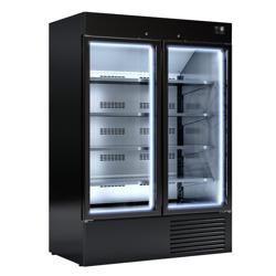 Wandvrieskast - 1310L - 2 glazen deuren - schuifdeuren - Zwart