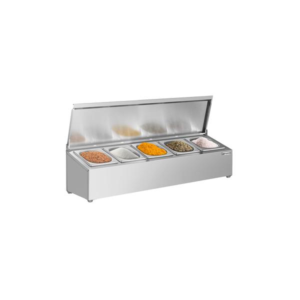Caixa de Especiarias em aço inoxidável - 5x GN 1/6
