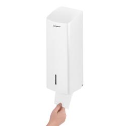 AIR-WOLF | Distributeur de papier toilette - pour jusqu'à 750 feuilles individuelles - inox - Blanc