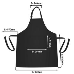 (5 stuks) Bistroschort - zwart, licht glanzend - B x L: 67x84cm