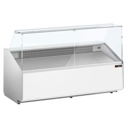 Banco gastronomia professionale serve-over - 2506x979mm - 512 L - Vetro dritto - Colore Grigio scuro - Pannello frontale Bianco RAL 9016