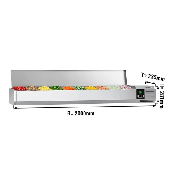 Vitrina rece PREMIUM - 2,0 x 0,34 m - pentru 10x containere GN 1/4 