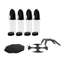 Dyspenser do płatków - poczwórny - obrotowy - czarny - pokrętło - 4 pojemniki z tworzywa - 4x3,6l - stojak ze stali nierdzewnej