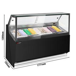 Vitrina para helados THEO - 1771mm - Refrigeración ventilada - con iluminación LED - para 9x 5 litros de cubetas Napoli - Negro