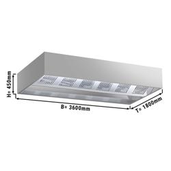 Hota de tavan cu inducție - 3600 mm - fără motor - cu filtru
