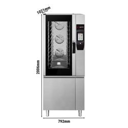 Elektryczny-Piec konwekcyjno-parowy - 10x GN 1/1 - dotykowy - z systemem mycia - w zestawie: Szafka dolna & Sonda rdzeniowa - w zestawie: System czyszczący