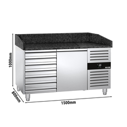 Rashladni pult za pripremu pizze PREMIUM - 1500x800 mm - sa 1 vratima & 7 ladica 
