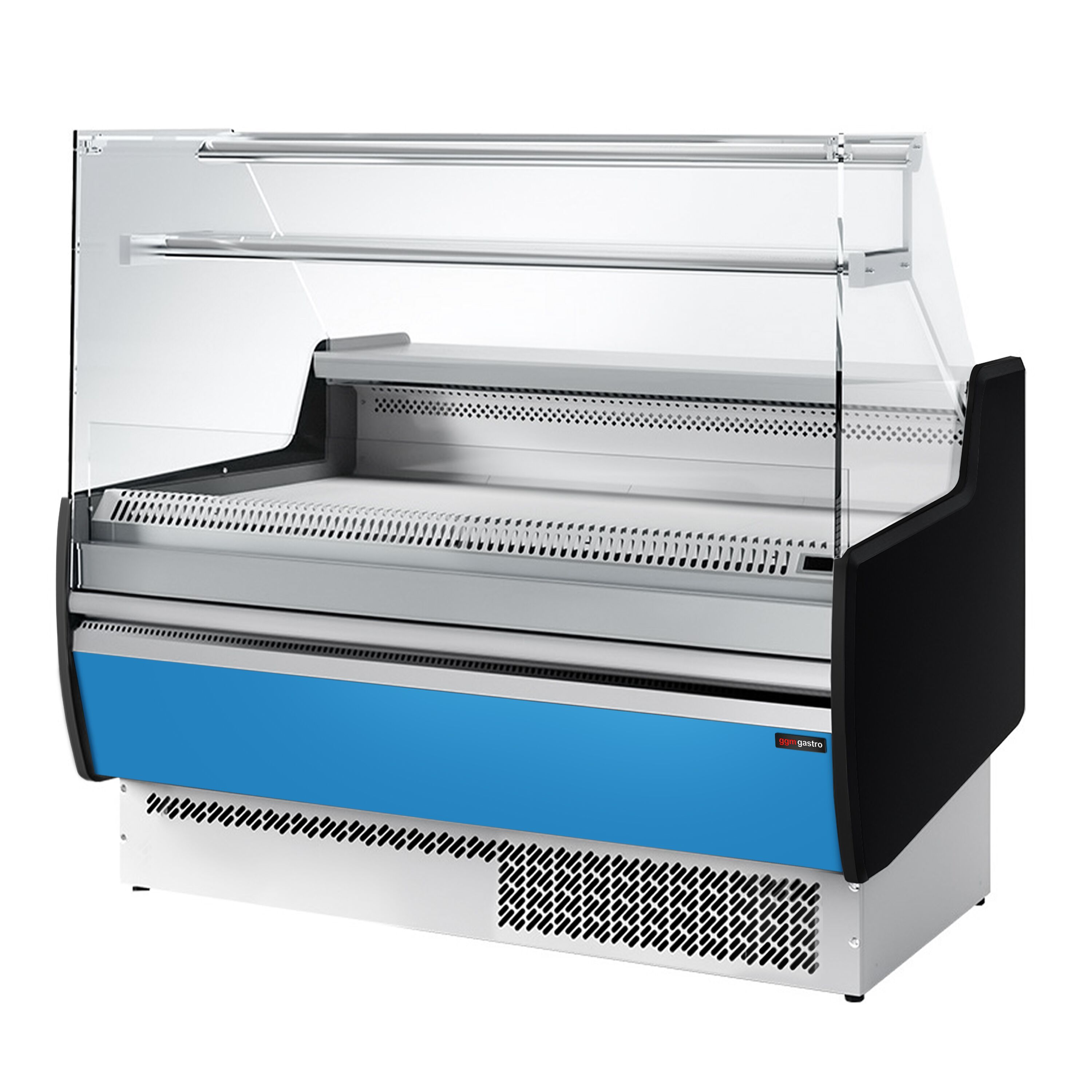 Comptoir vitrine réfrigérée - 1310x953mm - +0/+6°C - 2 portes - 1 étagère - Façade bleu clair