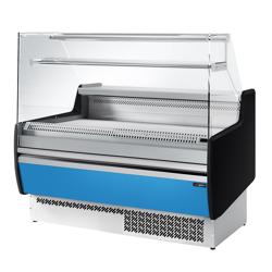 Koeltoonbank - 1310x953mm - 144 liter - kleur hellblauw - met 2 deuren - met 1 legroosters - rechte ruit - front hellblauw