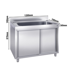 Chiuvetă de spălat oale 1,2 m - 1 cuva - lungime 95 x lăţime 50 x adâncime 35 cm
