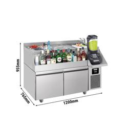 Bár/italhűtőasztal - 1,2 x 0,6 m - 150 liter - 2 fiókkal 1/1 és polcokkal