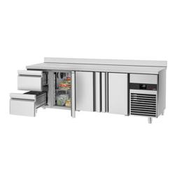 Refrigerated table PREMIUM- 2330x700mm - with 3 doors & 2 drawers & with upstand