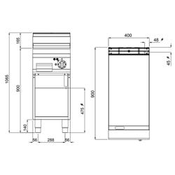 Elektrische bakplaat - 5,7kW - Glad - Bakoppervlak: 396x667mm - met open onderbouw