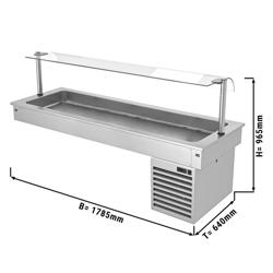 Einbau Kühlwanne - 1800mm - +2 bis +8 °C - 5x GN 1/1 - 410 Watt - mit Glas-Hustenschutz