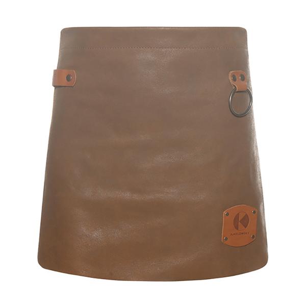 (6 Stuks) KARLOWSKY | Schort met Leren Voorbinder - Caramel