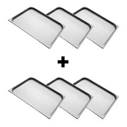 (6 pièces) Bac GN 2/1 en inox – Hauteur : 40 mm