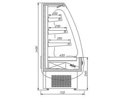Wandkoelmeubel - 600mm - stekkerklaar - met 3 schappen - geforceerde koeling - incl. nachtgordijn