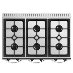Fogão a gás - 19,5 kW - 6 queimadores - incl. armário inferior
