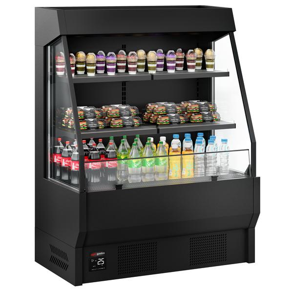 Vitrine murale réfrigérée - Libre-service - 1220mm - 300L - avec 2 étagères - Noir