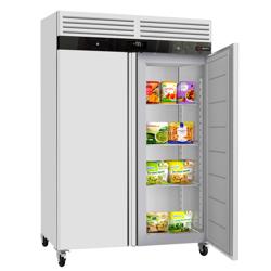 Üvegajtós hűtőszekrény Rozsdamentes acél ECO - GN 2/1 - 1400 l - akár −22…−18 °C - mit 2 ajtó - Umluft hűtés, automatikus leolvasztás, R290