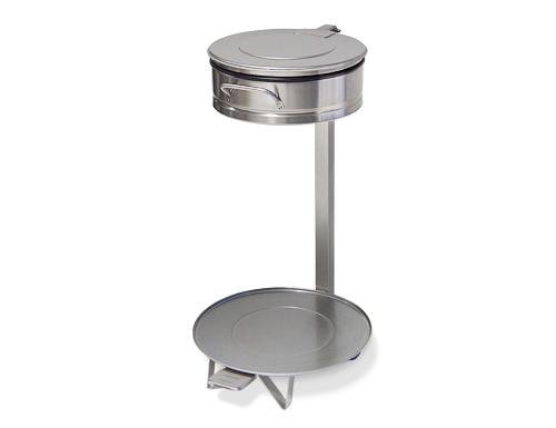 Sack holder - Free-standing - 80L - Ø450x840mm - with foot pedal, slow-closing lid, bag ring - Stainless steel