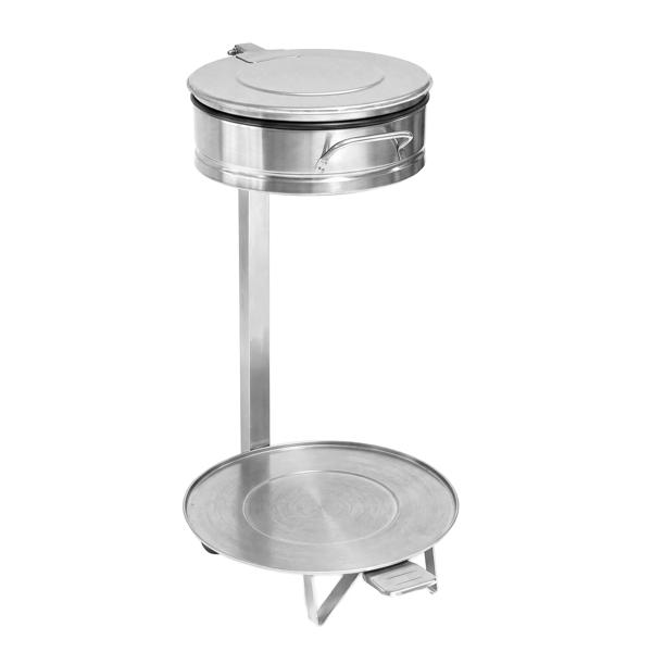Support pour sac poubelle - Sur pied - 80L - Ø450x840mm - avec pédale, support de sac - fermeture silencieuse - Acier inoxydable