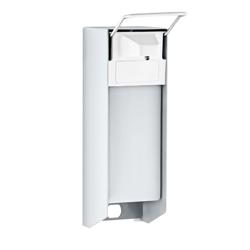 Distributeur de désinfectant - 1000ml - Aluminium - manuel, à levier coude, mural, fenêtre de contrôle, réservoir amovible, anti-goutte, robuste, compatible désinfectant