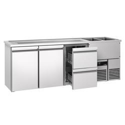 Balcao frigorífico para cerveja PREMIUM - 2500x700mm - 2 portas e 2 Gavetas