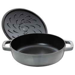 STAUB | Enameled Cast Iron Round Braiser – Ø28 cm - Graphite Grey - Self-Basting Chistera Lid