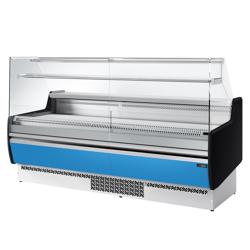 Serve Over Counter - 1935mm - front and sides glass, rear open - capacity 213 litres - front panel light blue