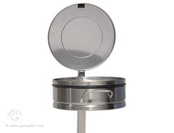 Afvalzakhouder - met voetpedaal - 80L - Ø450x840mm - met deksel - inclusief binnenring/klemmring, standvoet - rvs