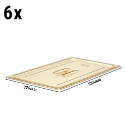 (6 stuks) CAMBRO | H-PAN™ - Hittebestendige GN platte deksels 1/1 - met handgreep - Barnsteen