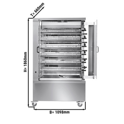 Grill pe gaz pentru pui / cu 11x ţepuşe pentru 66x pui