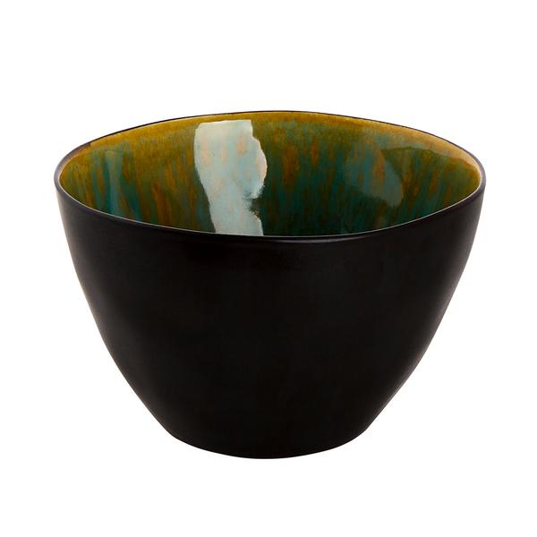 Lotus Two‑Tone Serving Bowl Ø150 mm – Black/Teal, Matte Exterior, Glossy Interior