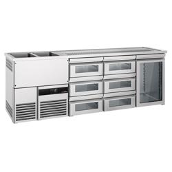Barkoelkast PREMIUM - 2500x700mm - 1 glazen deur & 6 laden