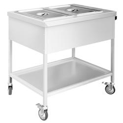 Bain-marie wagen - 1,95 kW - 2x GN 1/1 - temperatuur per bad afzonderlijk regelbaar - met aftapkraan