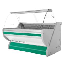 Comptoir vitrine réfrigérée - 2025x1150mm - +1/+10°C - Vitre bombée - Éclairage intérieur - Vert