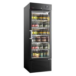 SUPERCOOLER | Commercial Beverage Display Fridge - 687mm - 500 Litres - stainless steel interior - with 1 hinged glass door - LED lighting - digital controller with temperature display - Temperature range -8 to 0 °C - Black