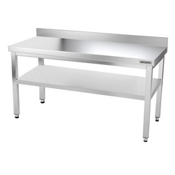 Työpöytä ruostumattomasta teräksestä PREMIUM  - 1600x600mm - perushyllyllä ja jalusta