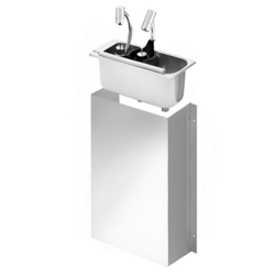 Lepelspoelbak met geïntegreerde waterterugstroomklep