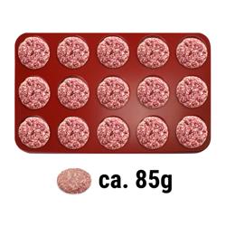 Frikadellen-/ Hamburgerpresse - Kunststoff - klein - Ø 80mm - 15 Löcher - 85 Gramm